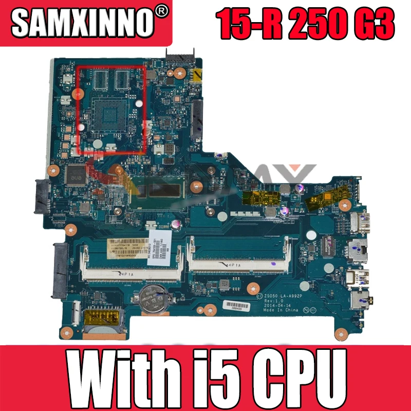 

760968-601 760968-501 760968-001 аккумулятор большой емкости для HP 250 G3 15-R Материнская плата ноутбука LA-A992P LA-B972P MB с i5 Процессор DDR3L 100% полностью протестиров...