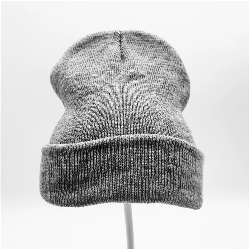Серый Winter Autumn Solid Color Adult Child Unisex Beanies Hats Large Big Ice Cream Windproof Keep Warm Cold Caps Plus Size Men W24 - Цвет: Серый