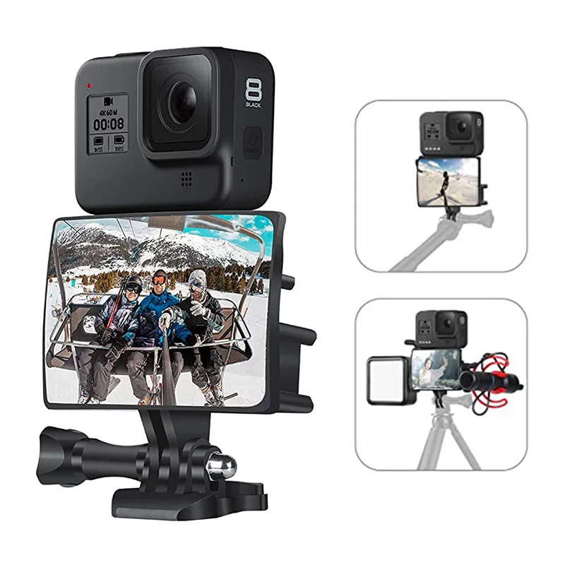 

GoPro Selfie Flip Mirror Bracket Wide Angle Holder With Cold Shoe Mic Adapter Slot Mount For GoPro Hero 8 7 6 Camera Accessories