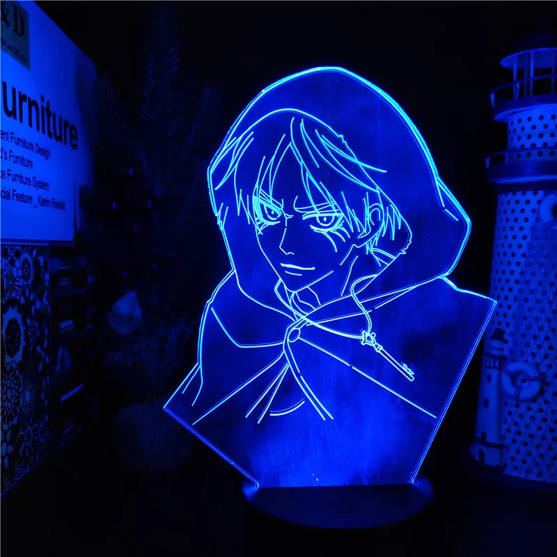 

Angriff Auf Titans 3D Lampe Eren Jaeger LED Nacht Licht Anime Weihnachten Dekoration Lampara Schlafzimmer Navidad Lichter Decor