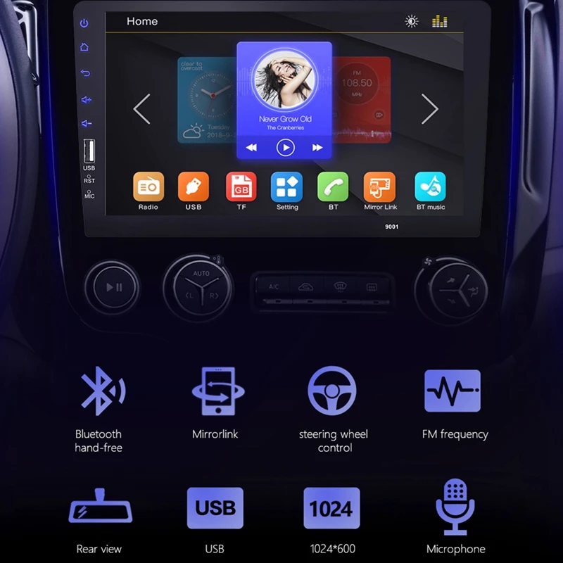 9 дюймов пресс Mirrorlink Авто Аудио плеер 2 Din Автомобильный Радио Mp5 Мультимедиа Bluetooth