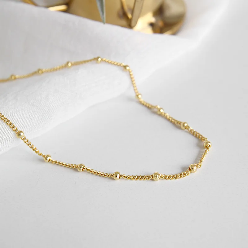 AsinLove модное 18K золотое круглое ожерелье для ключицы из бисера женщин настоящая