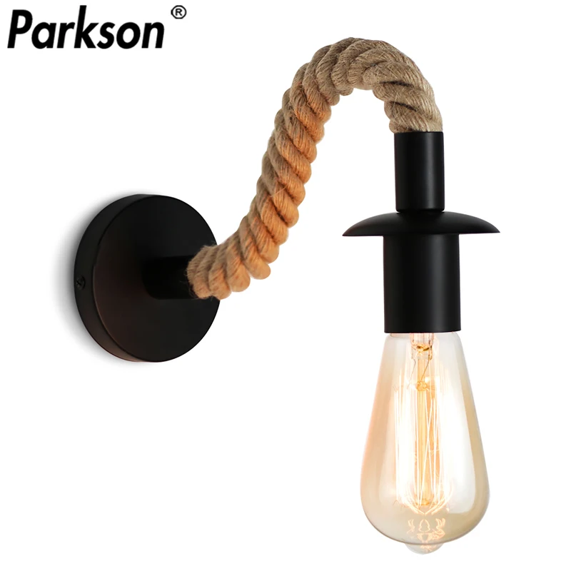 Ретро пеньковая веревка настенный светильник Промышленный Декор E27 Эдисон лампа