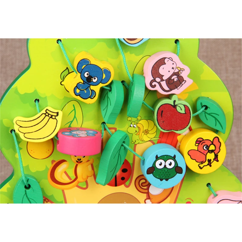 

3D DIY Colorful Wooden Toy Animal Fruit Tree House Stringing Beads Baby Birthday Gift Children Favor Educational & Learning Toy
