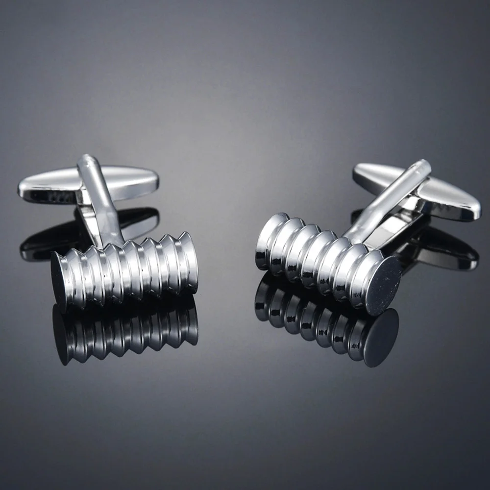 

Thread Shape Classic Style 1 Pair High Quality Luxury Silver Color Cufflinks For Mens Knot Design Shirt Wedding Party Business