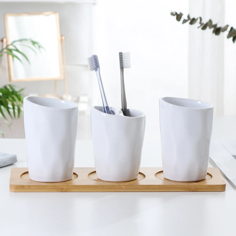 bamboo brackets) Керамический набор для умывания ванной набор из пяти белых принадлежностей для ванной набор для умывания - Цвет: bamboo brackets)