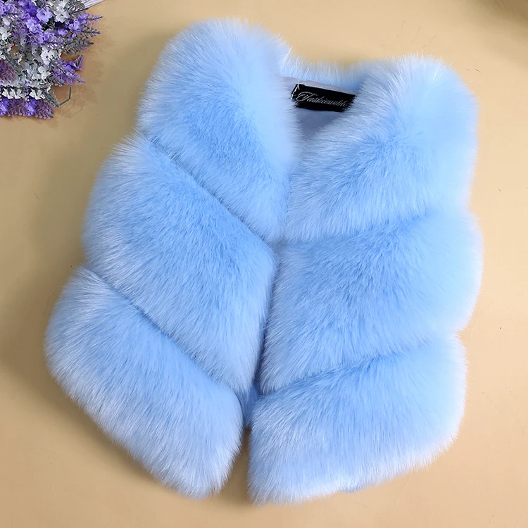 Высокое качество! Жилет из искусственного лисьего меха для девочек детские