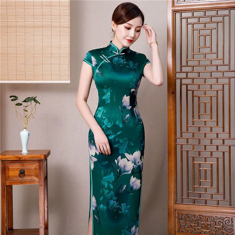 Китайское свадебное платье женское Cheongsam тонкое китайское традиционное платье женское длинное Qipao для свадебной вечеринки платье размера плюс