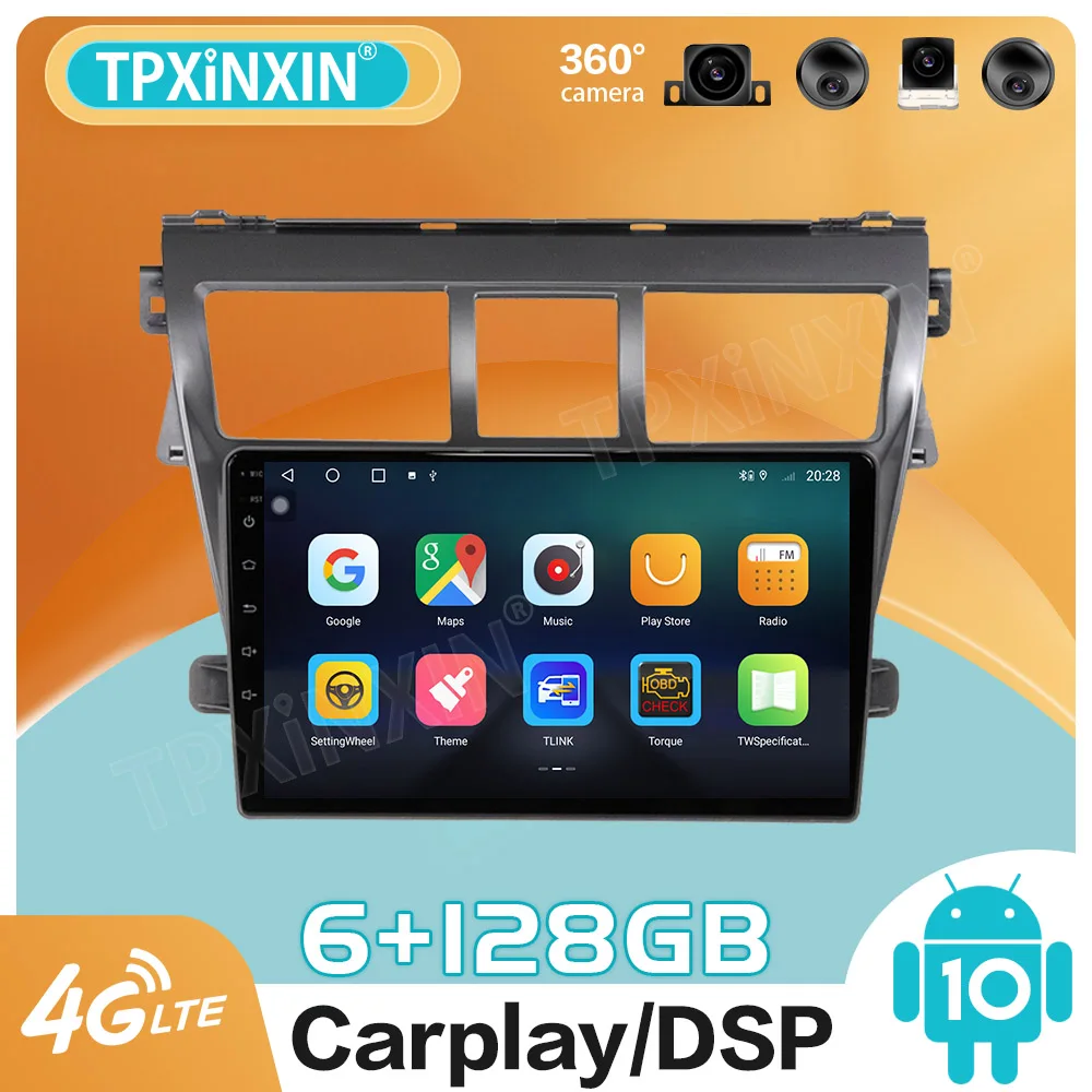 

Android 10,0, 128 ГБ для Toyota VIOS 2008-2013, автомобильный GPS-навигатор, автомобильное радио, стерео, видео, мультимедийный плеер, головное устройство для ...
