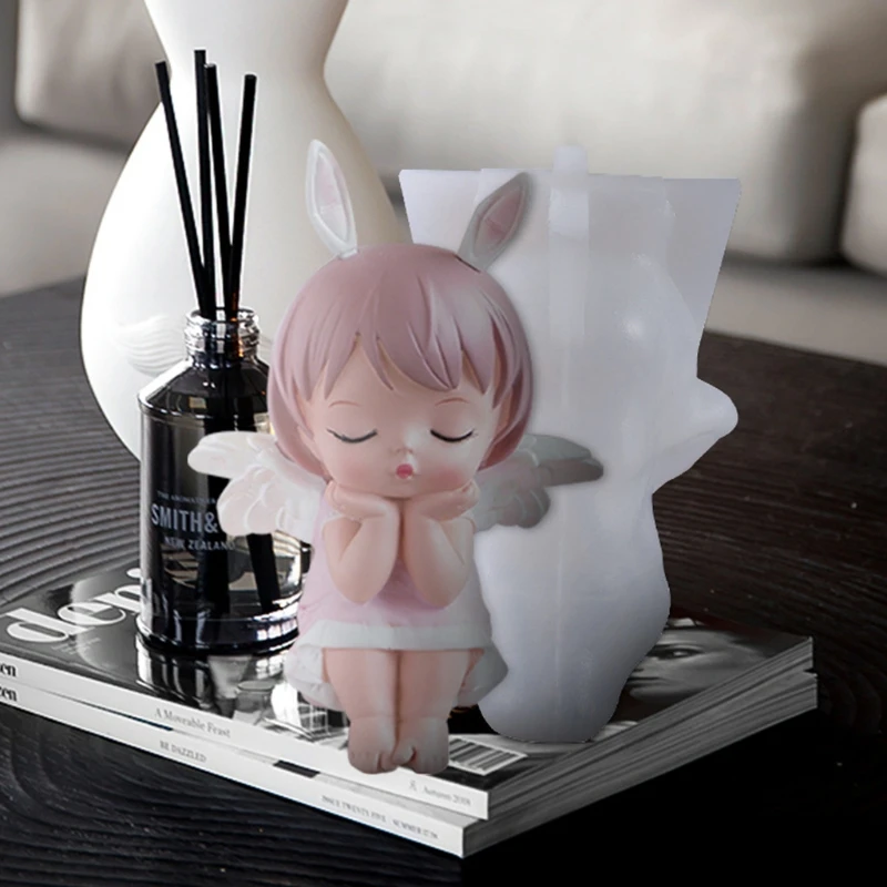 

N58F Angel Princess Candle Epoxy Resin Mold Aromatherapy Plaster Silicone Mould DIY Crafts Home Decorations Ornaments Casting