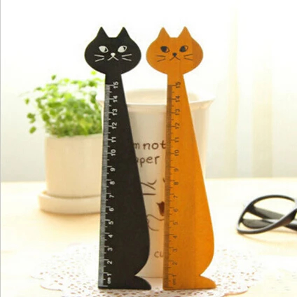 

1pc Cat Straight Ruler Wooden Kawaii Tools Stationery Cartoon Drawing Gift Korean Office School Kitten 2 Colors
