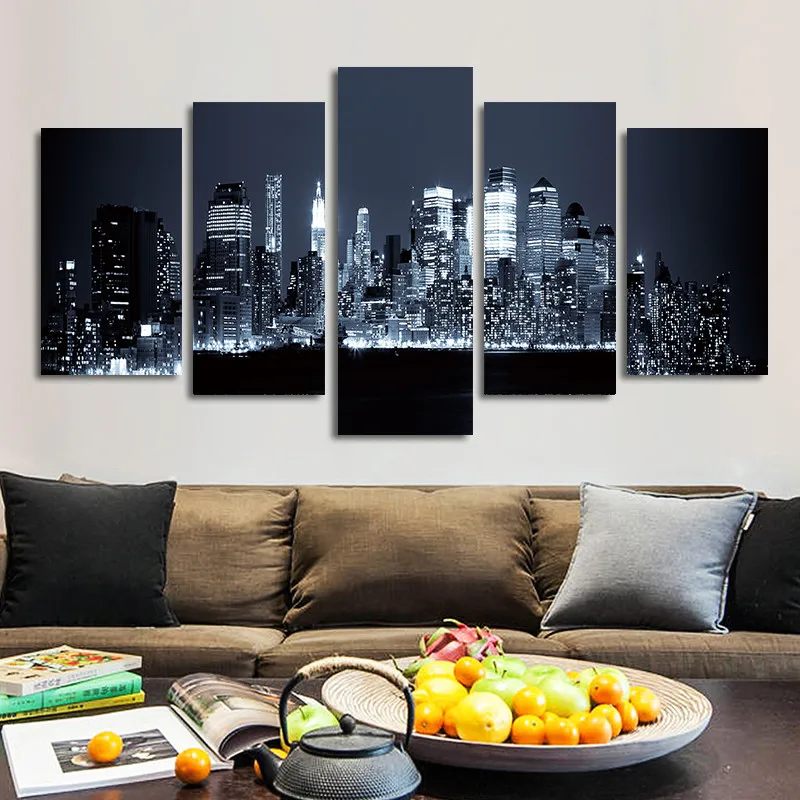 Hd картина на холсте ночной сцены оживленный город высокий архитектурный