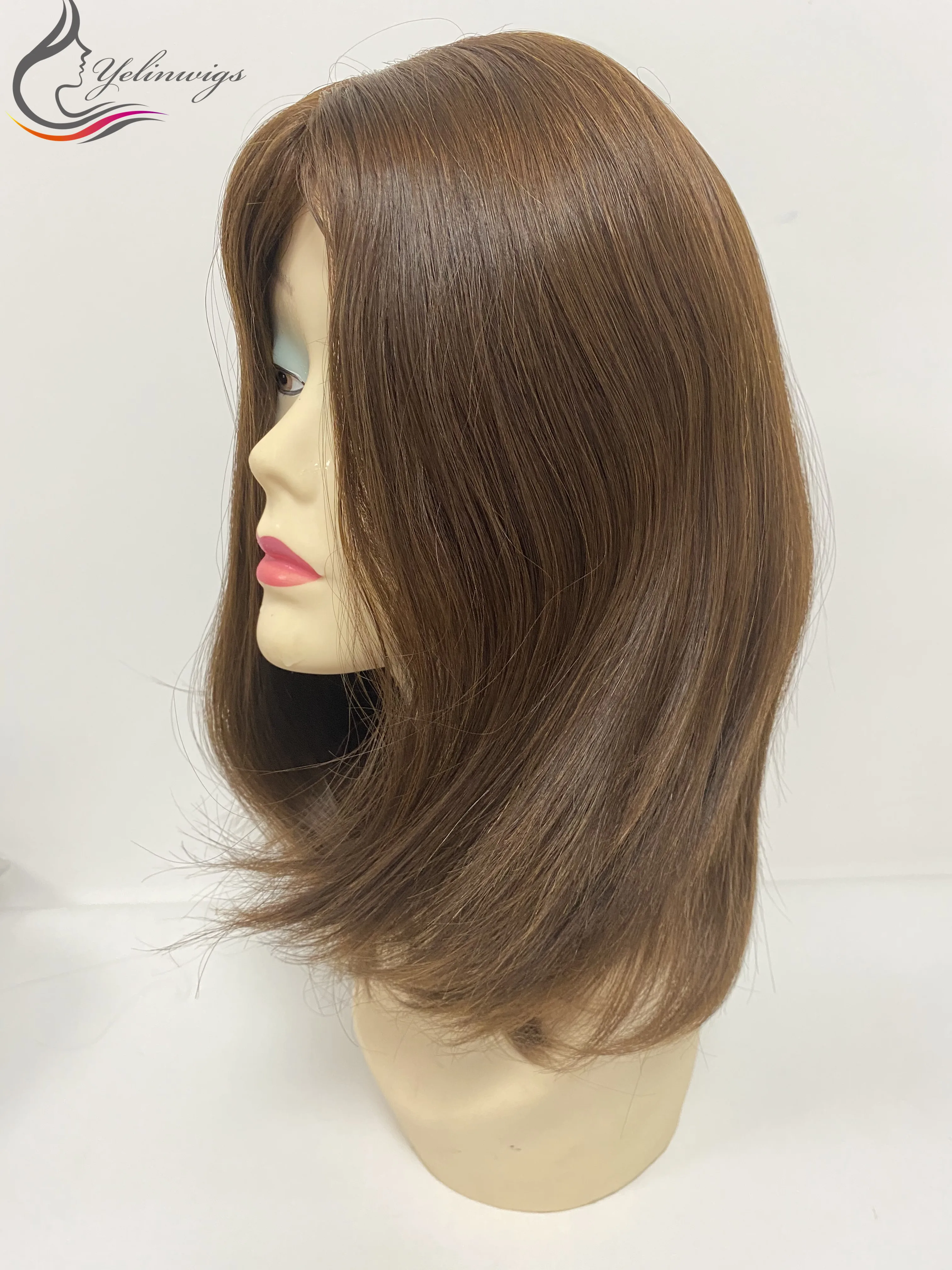 16-дюймовый еврейский парик Кошерный 100% европейские девственные волосы шелковые