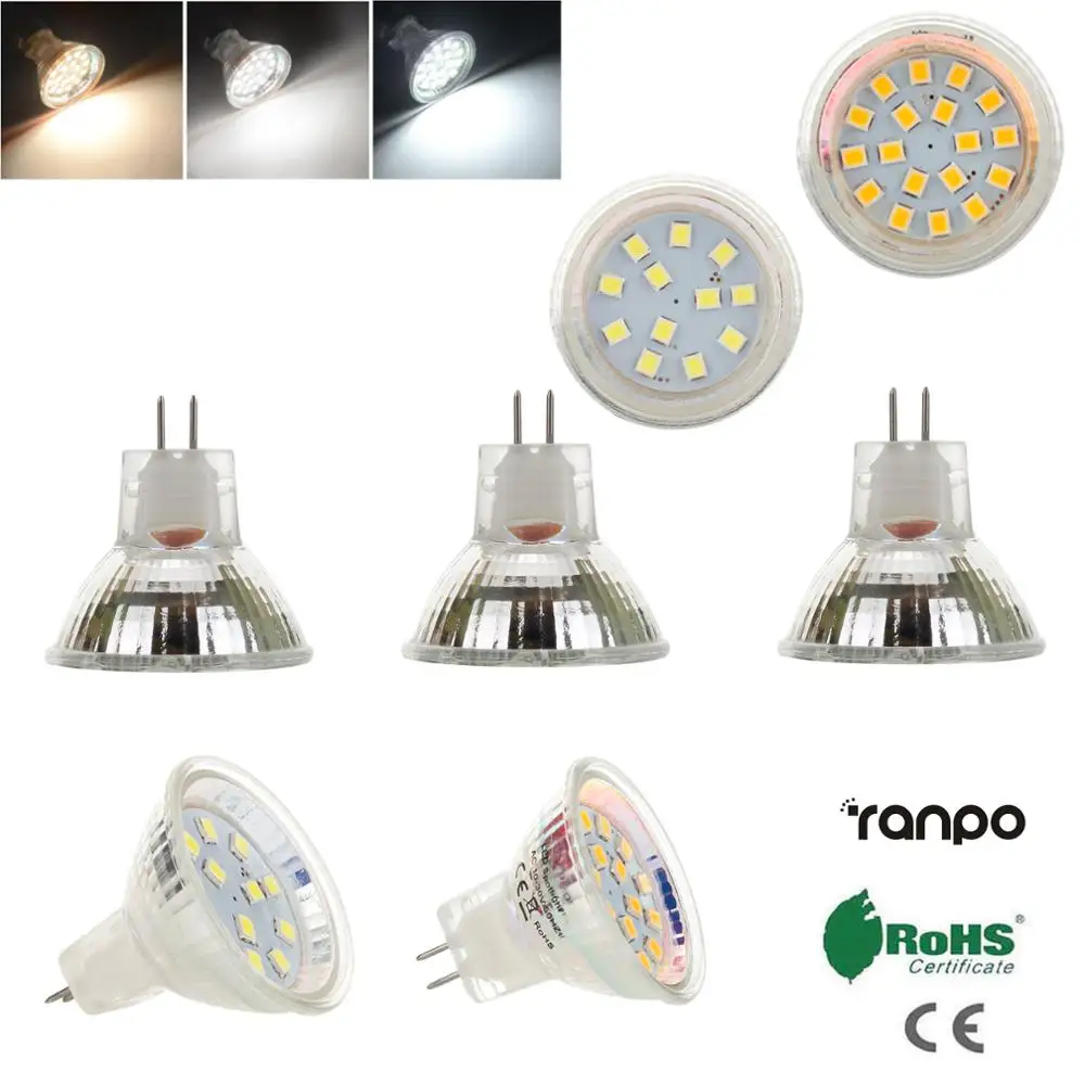 Bombillas de foco LED Mini MR11 GU4, 12V, 24V, 2835 SMD, 2W, 3W, 12LED, 18LED, lámpara blanca fría y