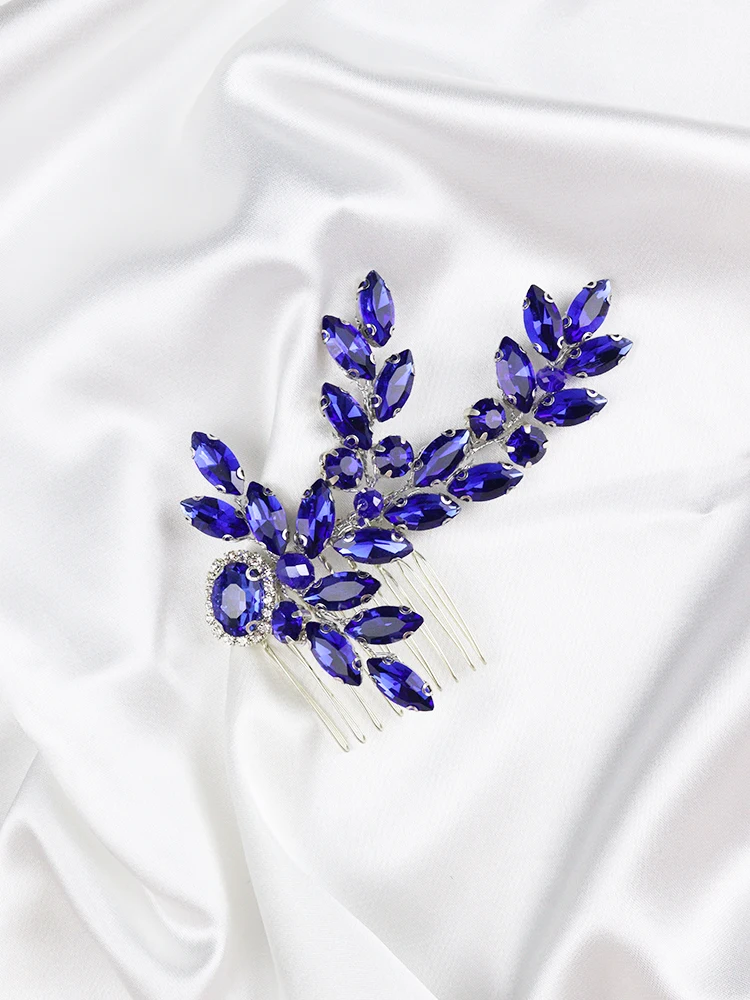 Роскошные Синие стразы свадебные украшения ручной работы с кристаллами женские