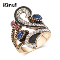 hot vintage ring for women color gold punk turkish jewelry colorful resin black enamel ring party gifts accessories 2017 new