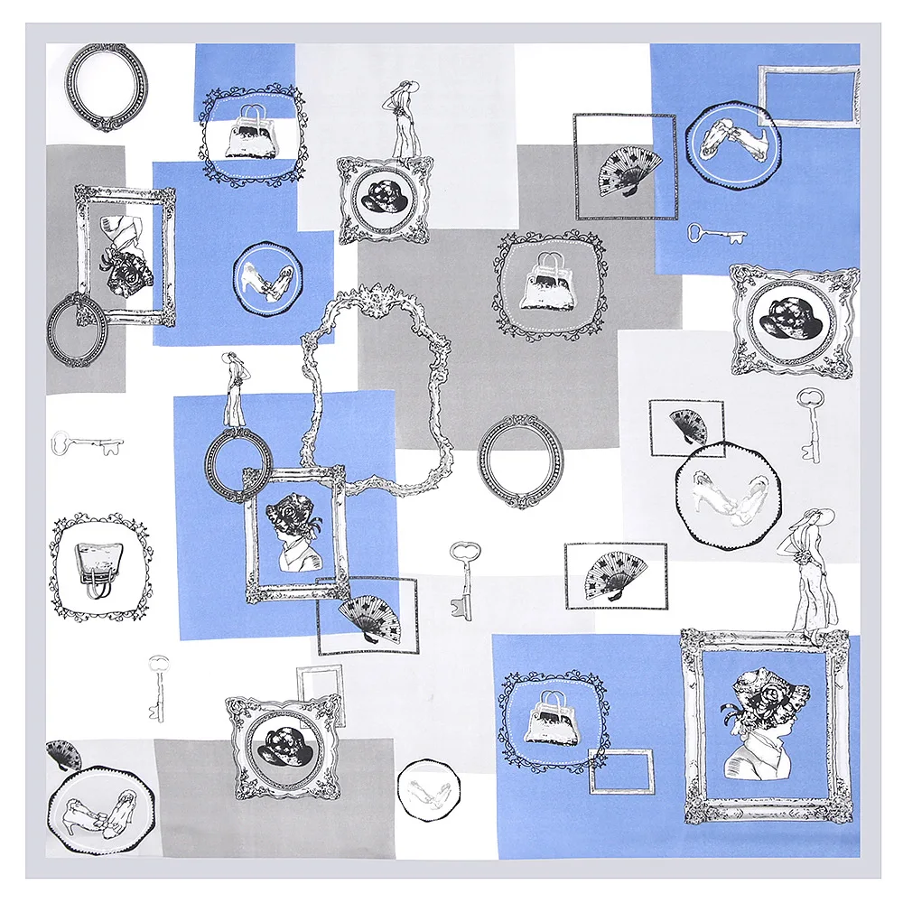 2019 шелковый шарф для женщин сумки вентиляторы принт квадратные шарфы Роскошные