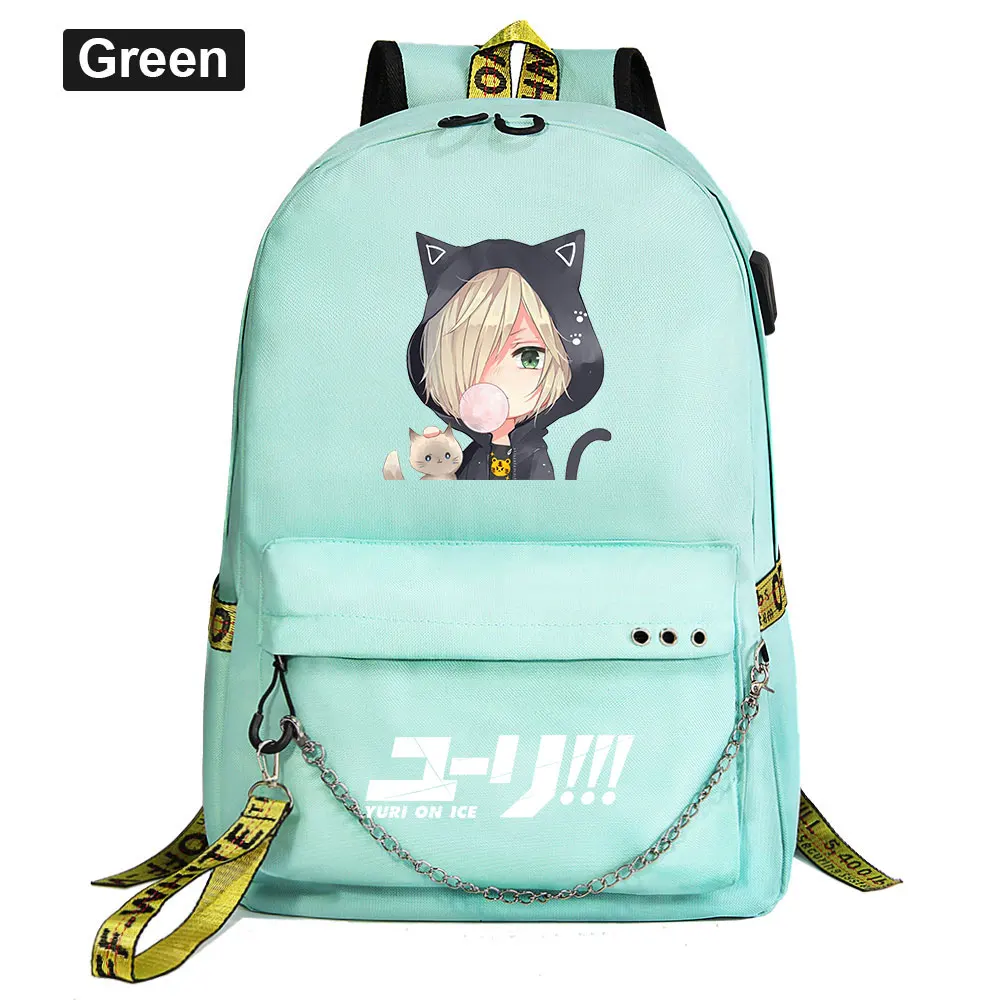 Новая Милая школьная сумка для мальчиков и девочек с принтом в стиле аниме Yuri On Ice