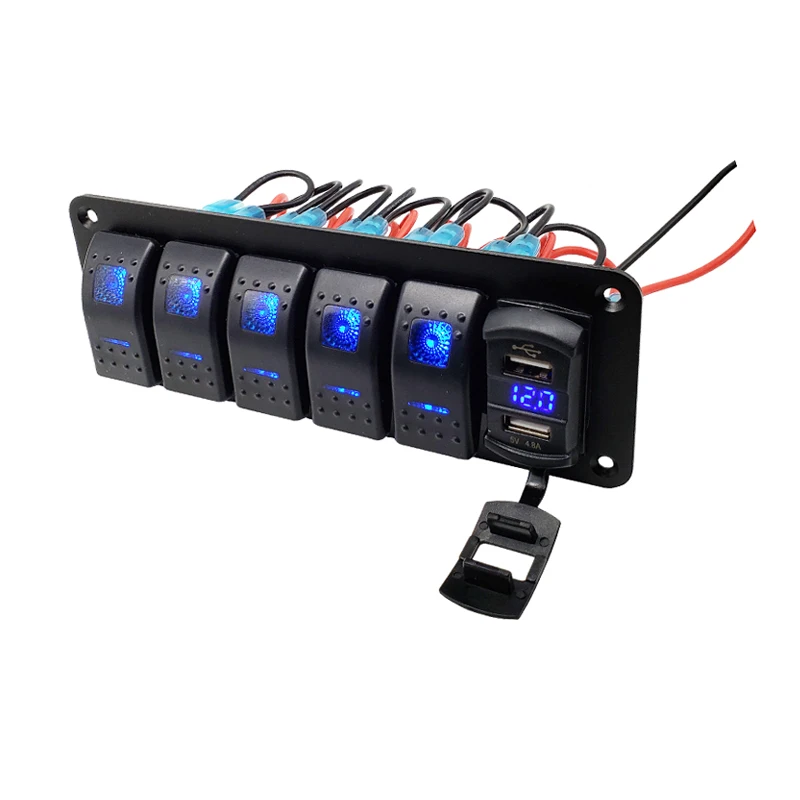 2 3 4 5 6 клавишная панель переключателя для морской лодки А двойной USB синий