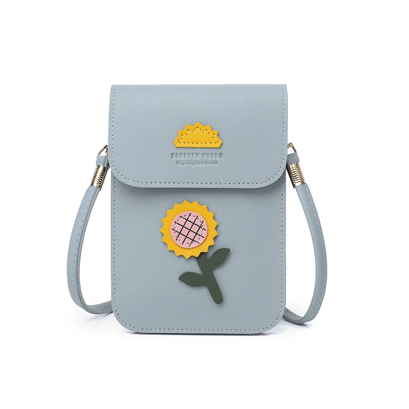 

2021 New Women Flower Shoulder PU Small Square Bag Large Capacity Mobile Phone Bag Crossbody Bags for Women Cute Girls Wallet