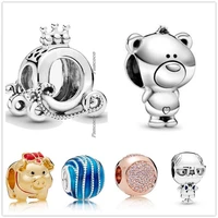 authentic 925 sterling silver cute sweet theo teddy bear charm beads fit pandora bracelet necklace jewelry