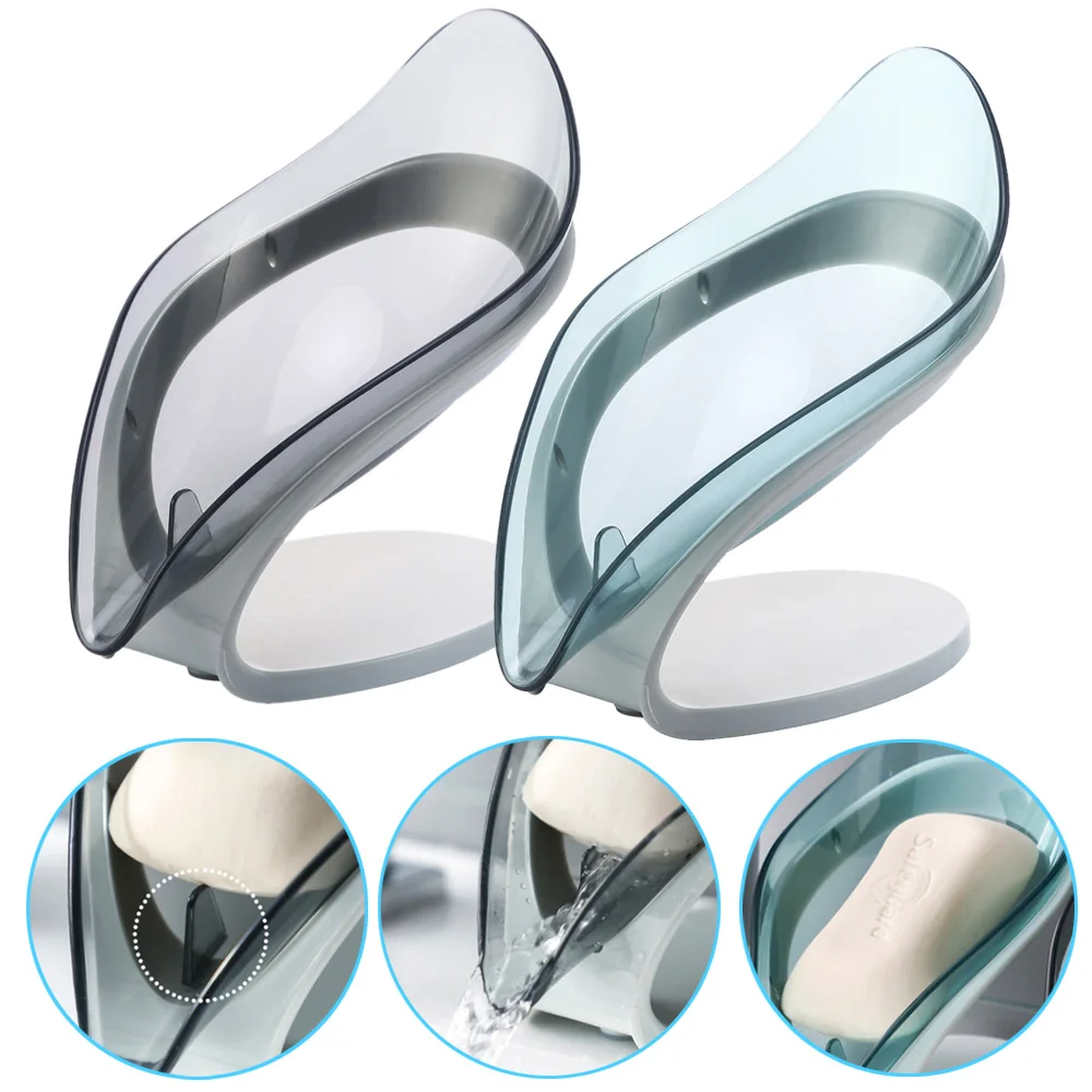 

Leaf Shape Soap Box Drain Soap Holder Box Bathroom Shower Soap Holder Dish Storage Plate Tray Bathroom Supplies Bathroom Gadgets