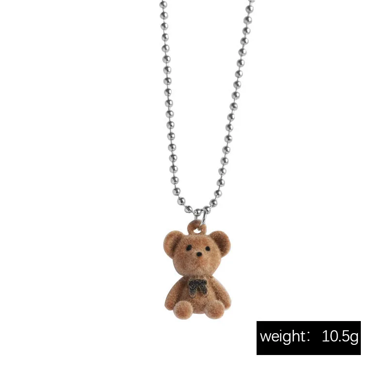 Милая подвеска с плюшевым медведем для девочек и женщин: корейская мода, очаровательное длинное колье-свитер с цепочкой для шеи, украшения на воротнике.