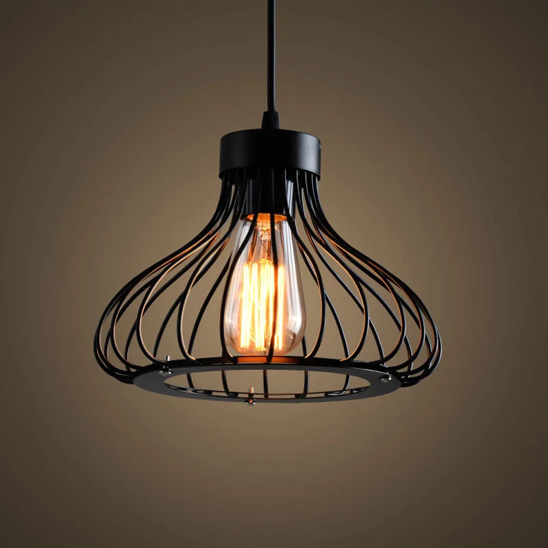 

Nordic Loft Restaurant Bar Chandelier Black E27 Retro Industrial Iron Single Head Lamp Living Room Bedroom Hanging Lamp Lighting