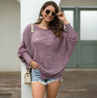 sweater woman hollow out knitting pullover loose casual o neck large size pullover abrigos mujer invierno 2019 ez