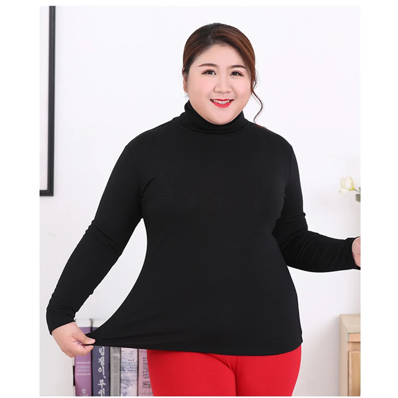 Термобелье большого размера топы рубашки с высоким воротником для женщин 6XL