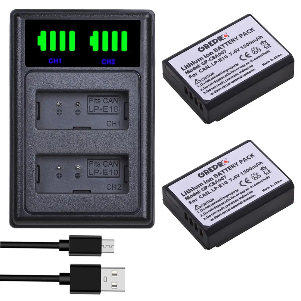 Аккумулятор для цифровой камеры 2 шт. со светодиодсветодиодный зарядным