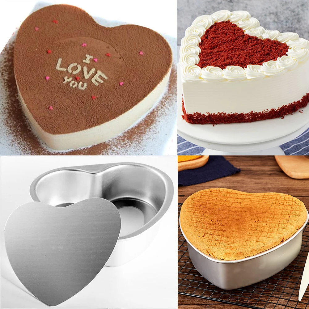 5/6/8/10 дюймов в форме сердца для кекса и съемное дно Алюминий сплав шоколадный торт
