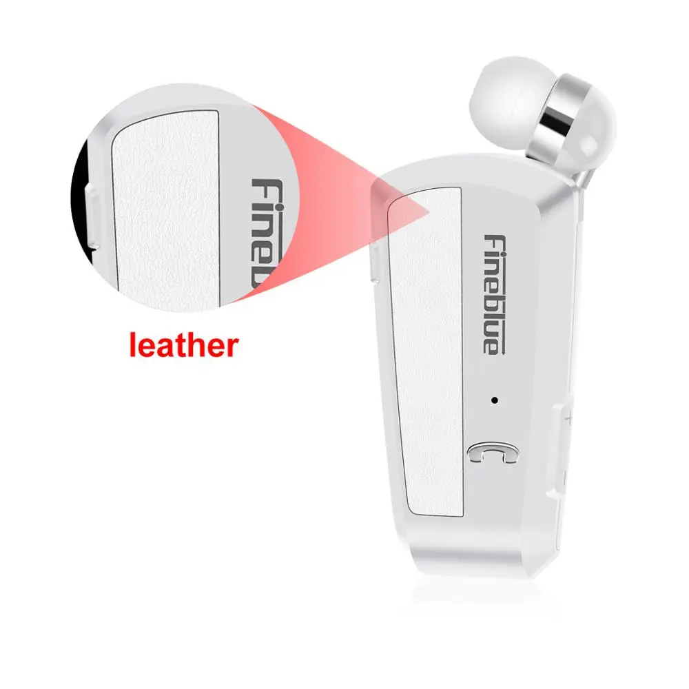 leather white Fineblue F990 с микрофоном бизнес Bluetooth бренд наушники шеи клип на Телескопический Тип Спорт стерео гарнитура - Цвет: leather white