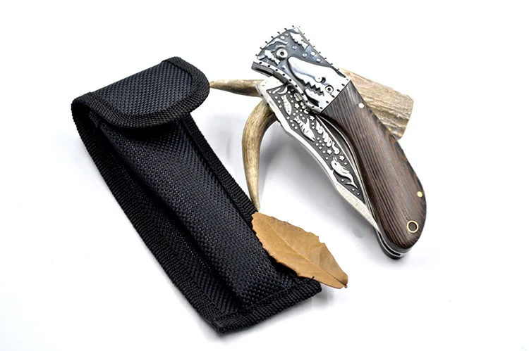 Складной нож с деревянной ручкой лезвие из стали 5Cr15 58HRC карманные ножи