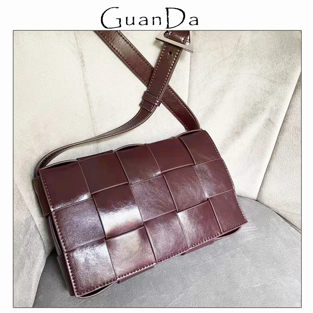 

Роскошная кожаная сумка на плечо для женщин, дизайнерский Плетеный мессенджер с восковым клапаном, дамская сумочка через плечо