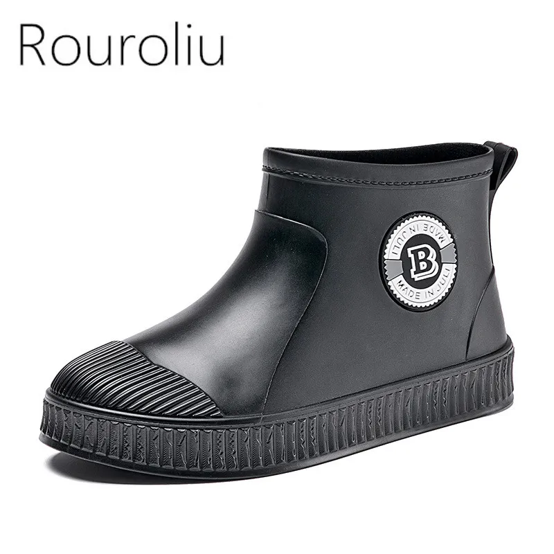 Women Fashion Ankle Rain Shoes Couple Outdoor Light Comfort Work Water Boots Female Winter Non-slip Waterproof Warm Rainboots