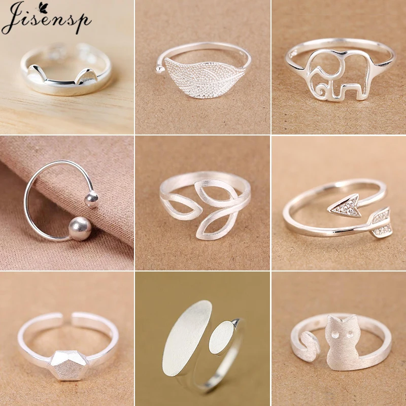 Jisensp Geometric Punk Rings for Women Adjustable Cat Leaf Cone Arrow CZ Trendy Rings Midi Ring Wedding Party Gifts