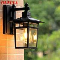 oufula outdoor wall lamp led classical retro black light sconces waterproof decorative for home aisle