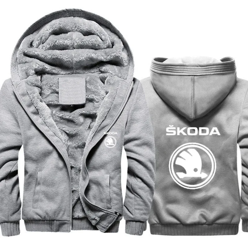 

Hoodies Jacket Men for Skoda Car Logo Print Mens Casual Winter Thicken Warm Fleece cotton Zipper Raglan Coat Male Tracksuits351