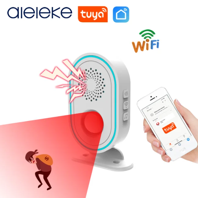 

WiFi Home Alarm System Wireless 433MHz Strobe Siren Motion Sensor Infrared PIR Human Detection Tuyasmart Smart Life APP