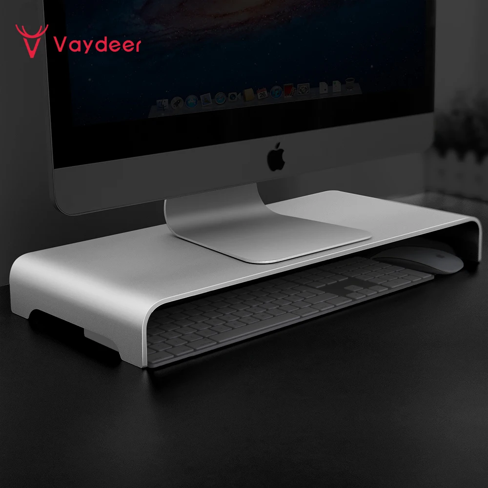 Aluminum Monitor Stand Computer Riser Universal Metal Desk Base up to 27 inches Screens for PC Laptop MacBook . |