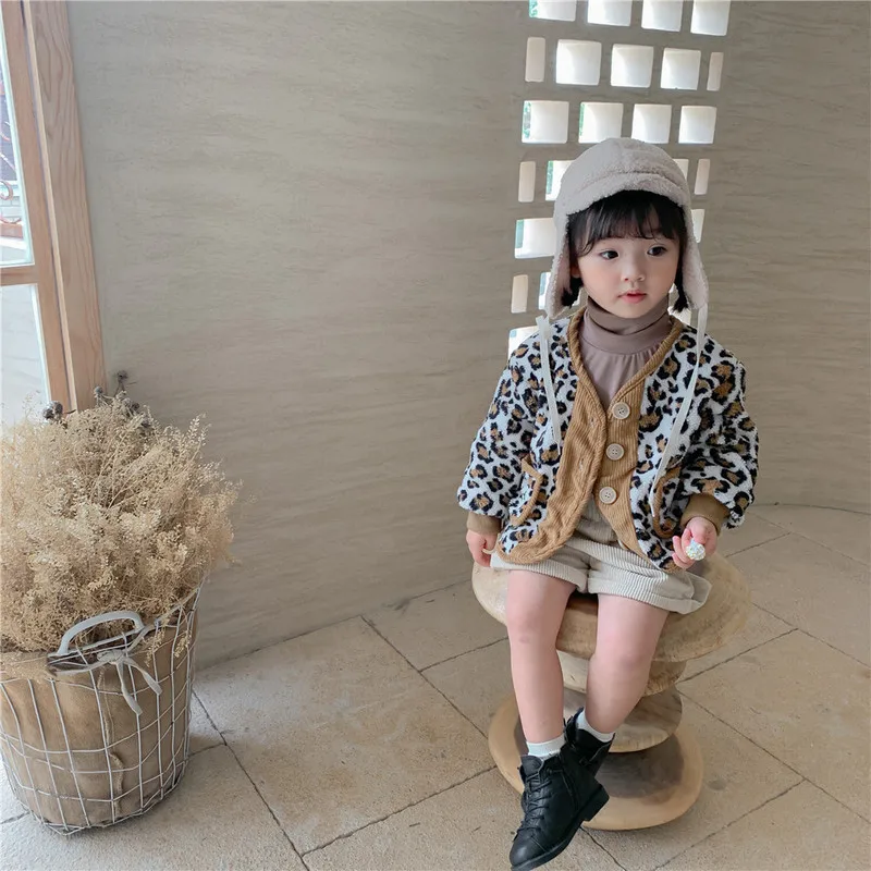 

2020 New Arrival Girls Boys Leopard Coat Autumn Winter Cotton Full Sleeve Fashion Kids Jacket