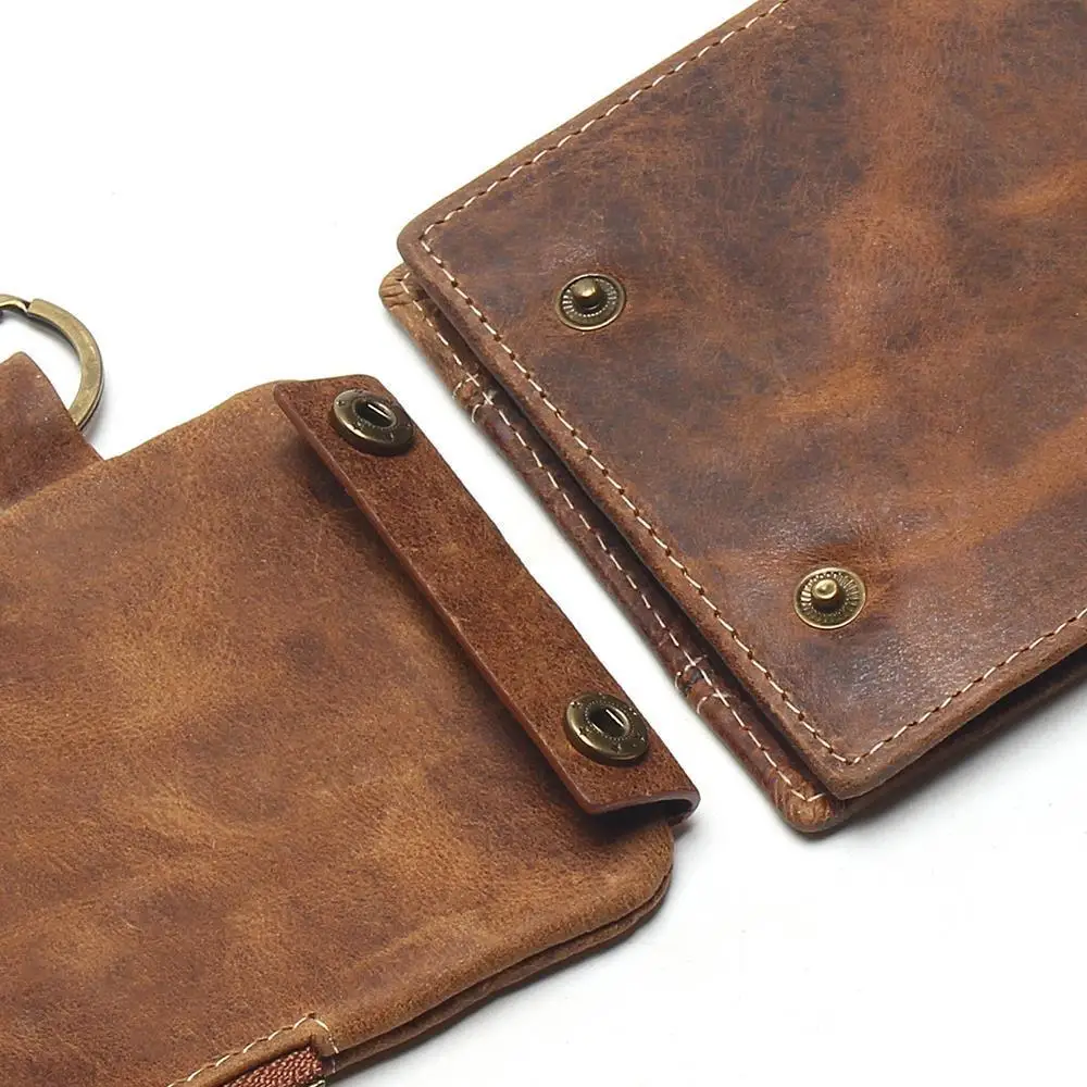 Кошелек мужской из натуральной кожи ручной работы бумажник короткий в ретро