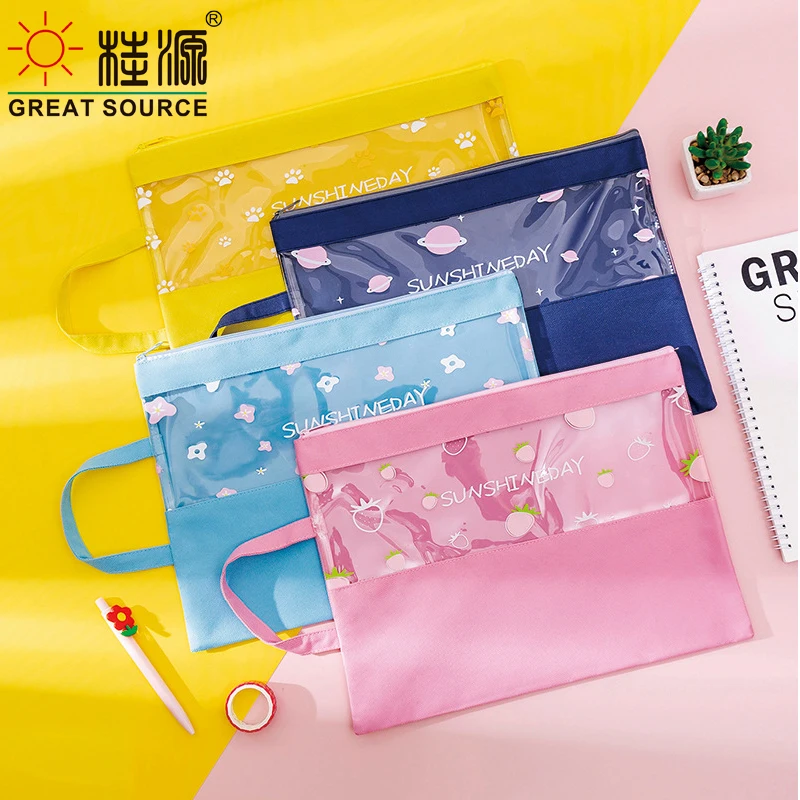 A4 Book Handbag Reusable Write And Wipe Clear Window Zipper Bag Document Bag Pad Portable Bag W25*H34cm)20PCS