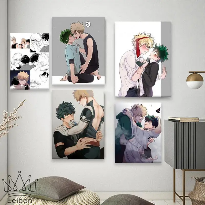 Мой герой Академия аниме постер Bakudeku yaoi kiss холст живопись Современная мультяшная