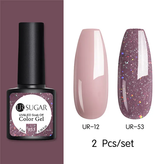 New 2pcs 9 Ur Sugar 2/4 шт. Розовый Блестящий Гель-лак для ногтей замочить от УФ-светодиодный длительный гель лак для ногтей Лаки маникюрный лак набор украшений - Цвет: New 2pcs 9