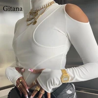 gitana sexy patched bodysuit women bodycon long sleeve cut out asymmetrical body top autumn casual playsuits festival clothing