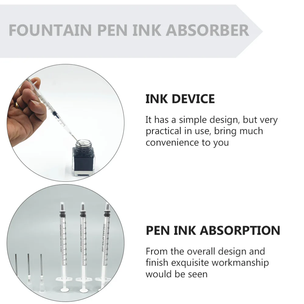 

Fountain Pen Ink Syringe Filler Spring Converter with Needle Tip (Transparent)