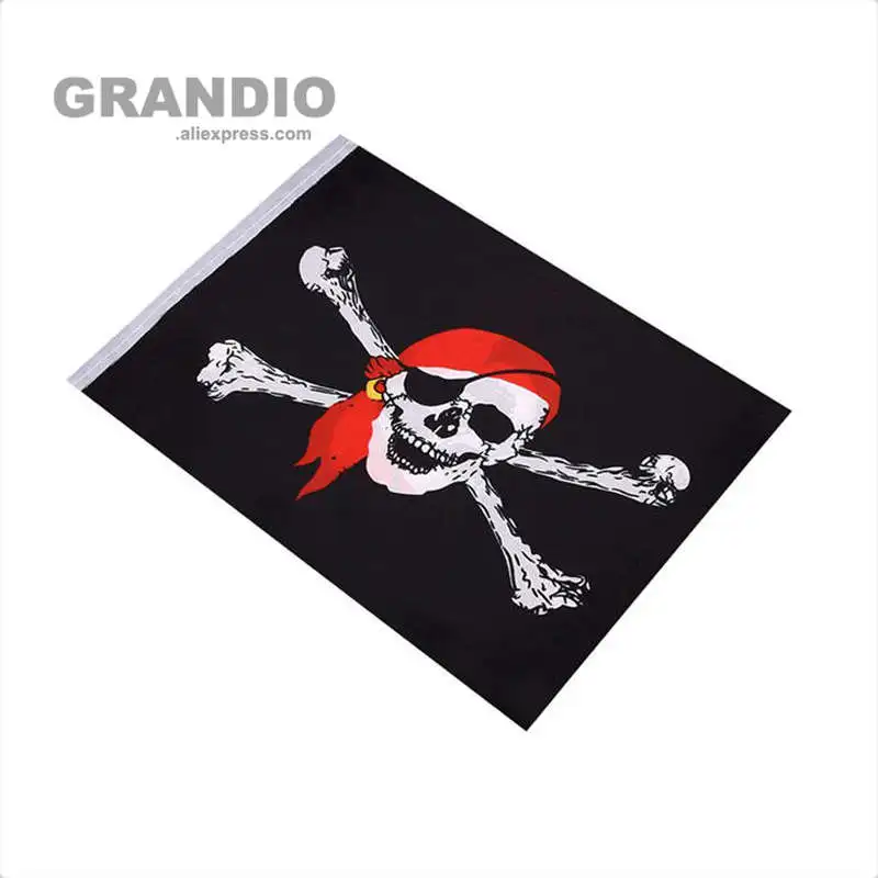 

Halloween Decorative Pirate Flags 20PCS 14x21cm Polyester Scarf Skull Printed Hanging Flags and Banners For Home and Party
