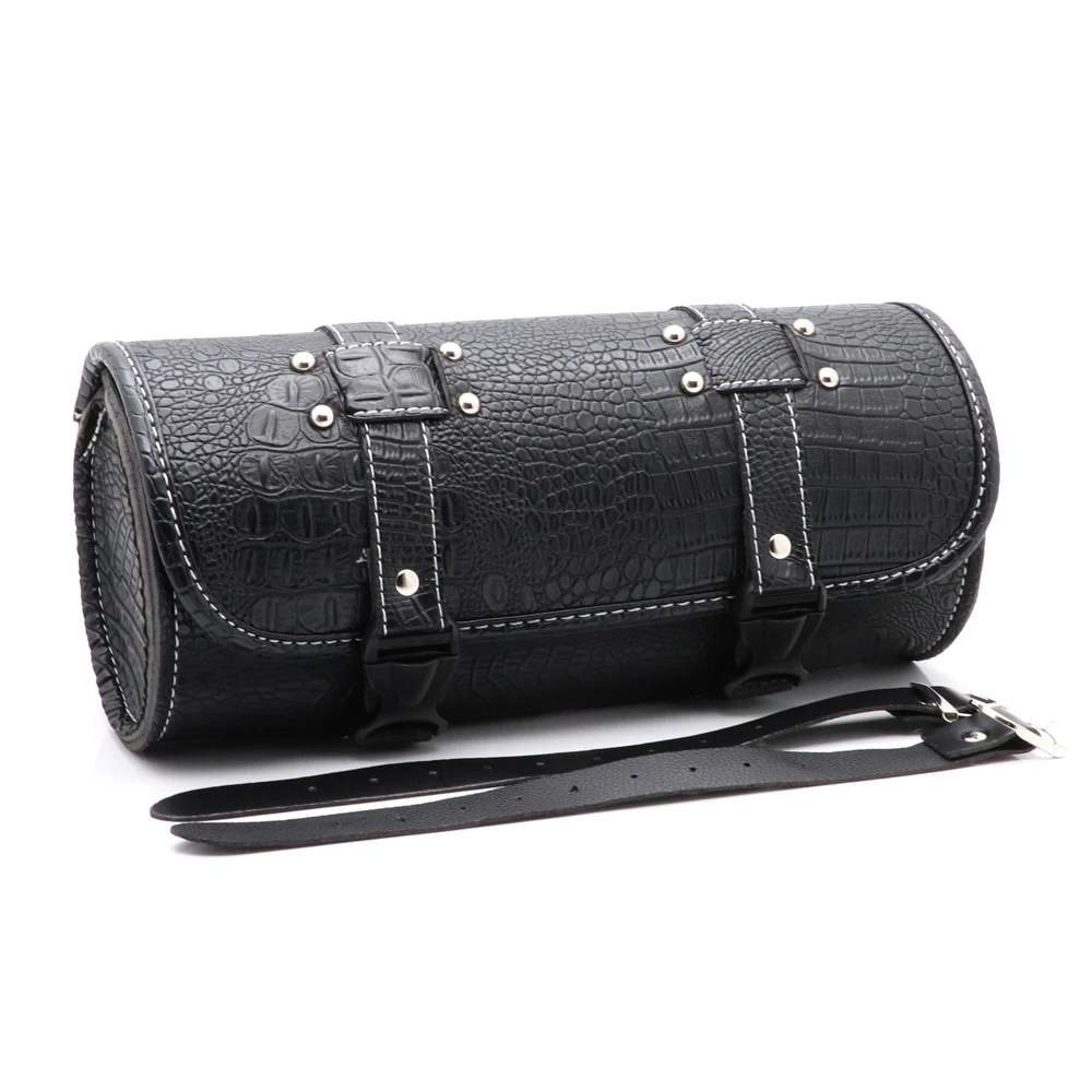 

Universal Roll Barrel Racing Tail Barrel Storage Front Fork Handlebar Plastic Buckle Saddlebag Black Motorcycle Tool Bag